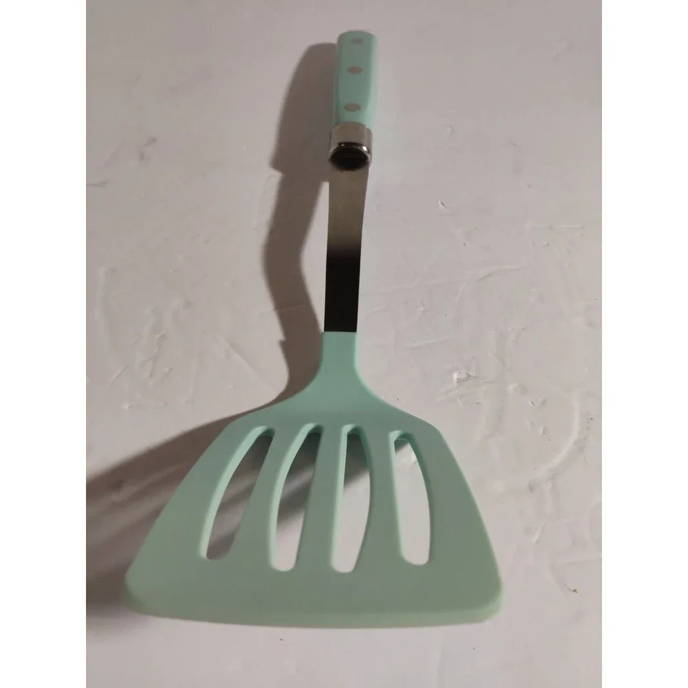Martha Stewart Slotted Spatula Turner Aqua Sky Nylon Head Stainless Steel 14”